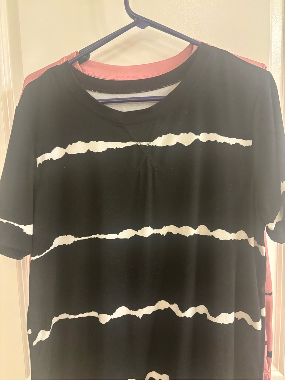 Black & White Striped Women’s Tee /Pink & Black set of 2